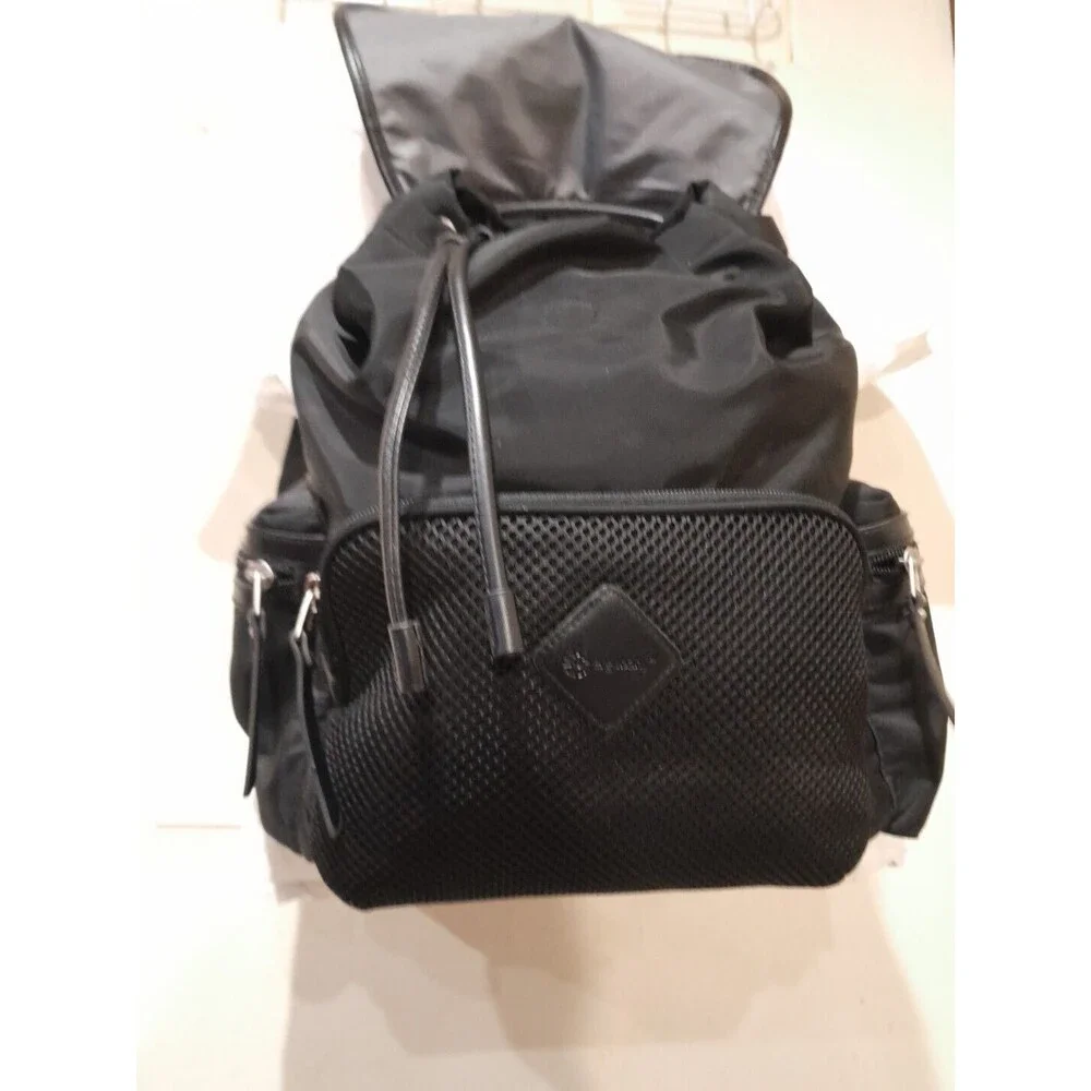 Ergo Baby Backpack, Deluxe Black  Diaper Bag, Leather Trim